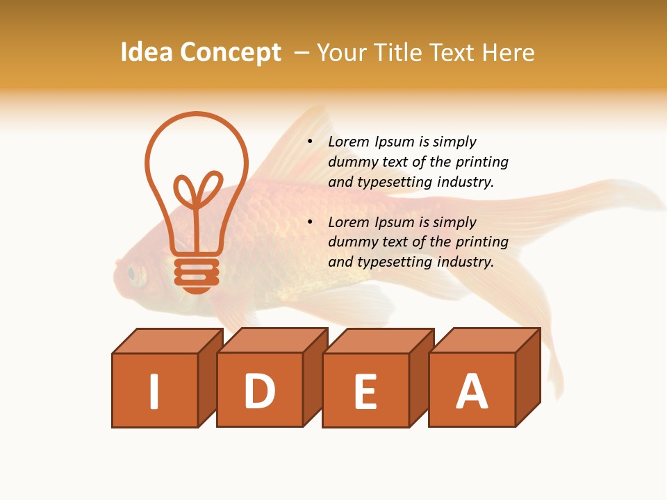 Gold Fish Swimming Isolated On A White Background PowerPoint Template