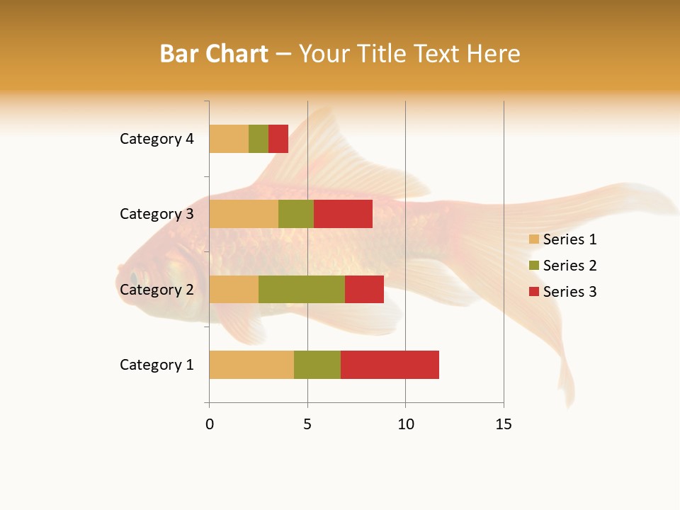 Gold Fish Swimming Isolated On A White Background PowerPoint Template