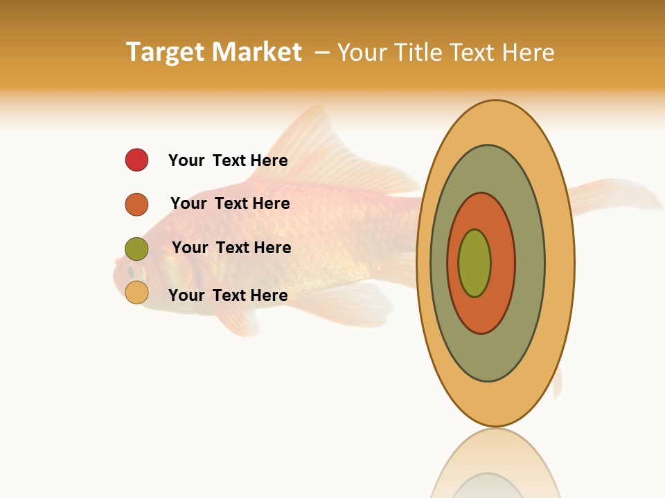 Gold Fish Swimming Isolated On A White Background PowerPoint Template