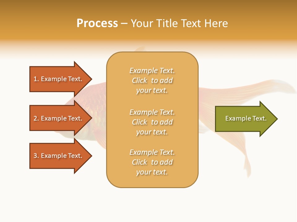 Gold Fish Swimming Isolated On A White Background PowerPoint Template