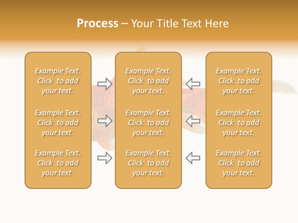 Gold Fish Swimming Isolated On A White Background PowerPoint Template