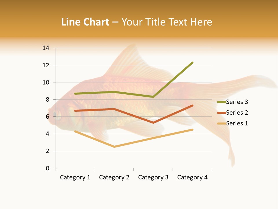 Gold Fish Swimming Isolated On A White Background PowerPoint Template