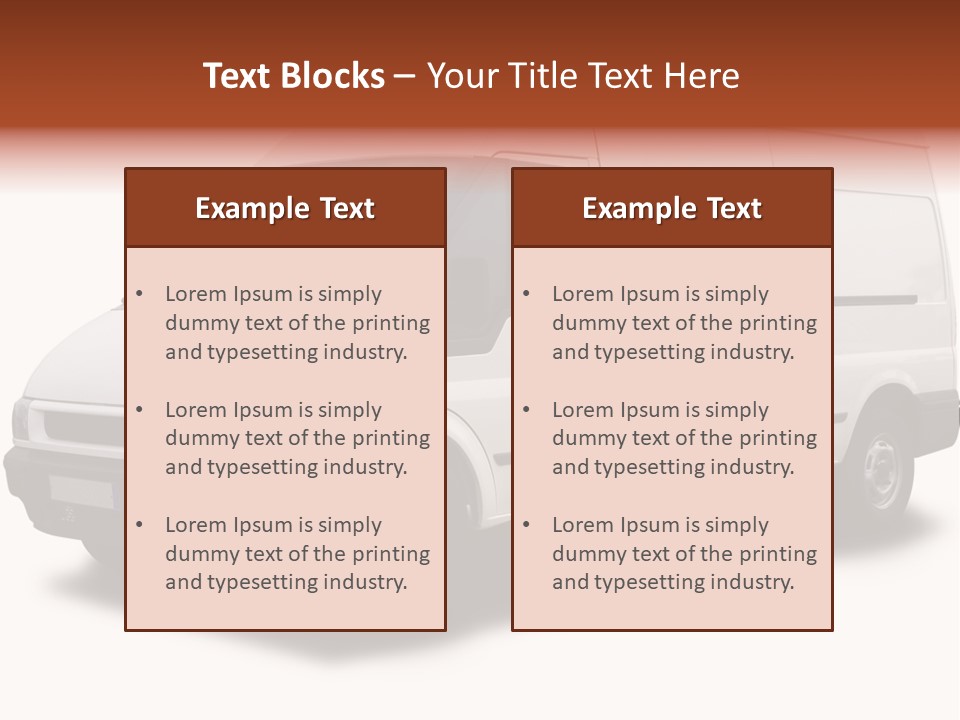 A Big White Delivery Or Cargo Van Isolated PowerPoint Template