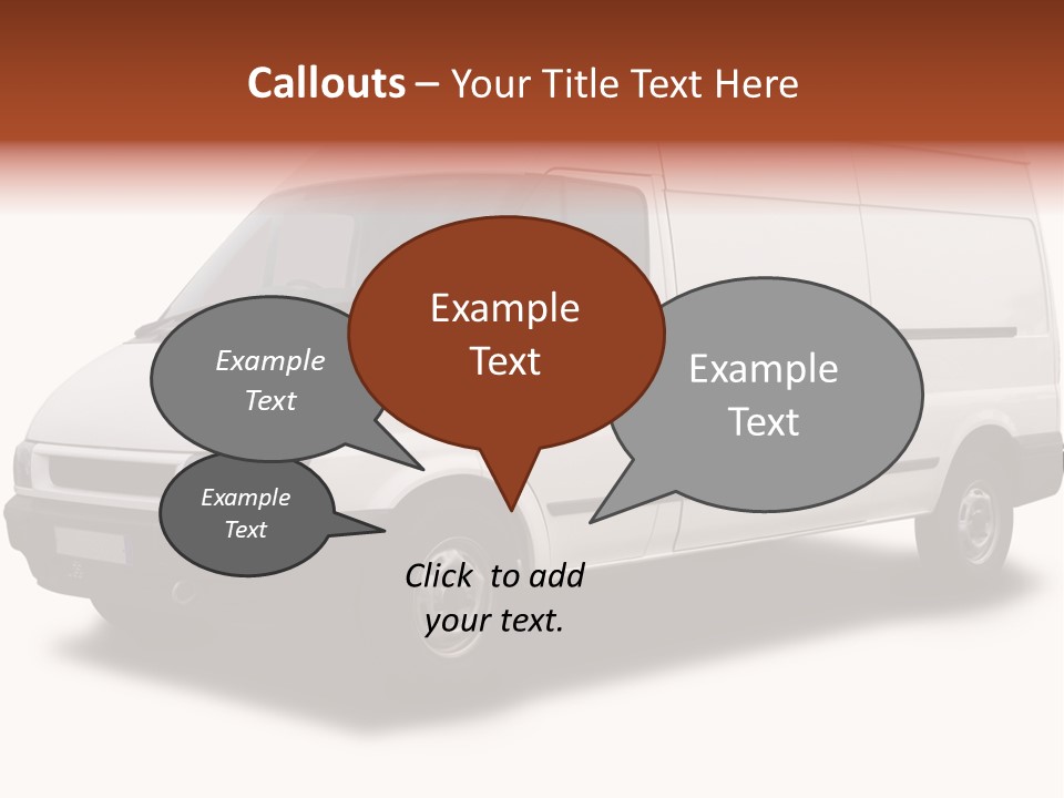 A Big White Delivery Or Cargo Van Isolated PowerPoint Template