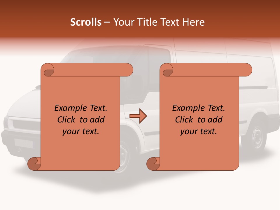 A Big White Delivery Or Cargo Van Isolated PowerPoint Template