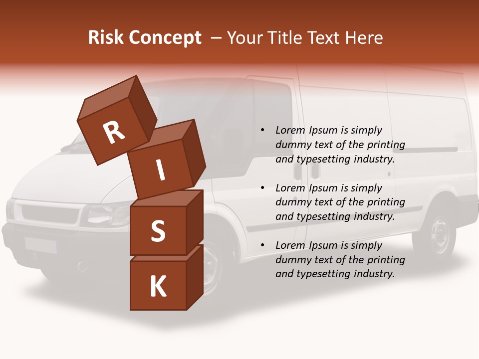 A Big White Delivery Or Cargo Van Isolated PowerPoint Template