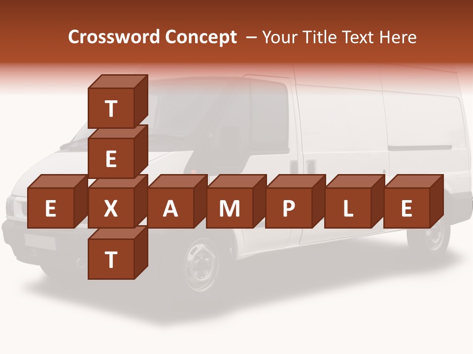 A Big White Delivery Or Cargo Van Isolated PowerPoint Template