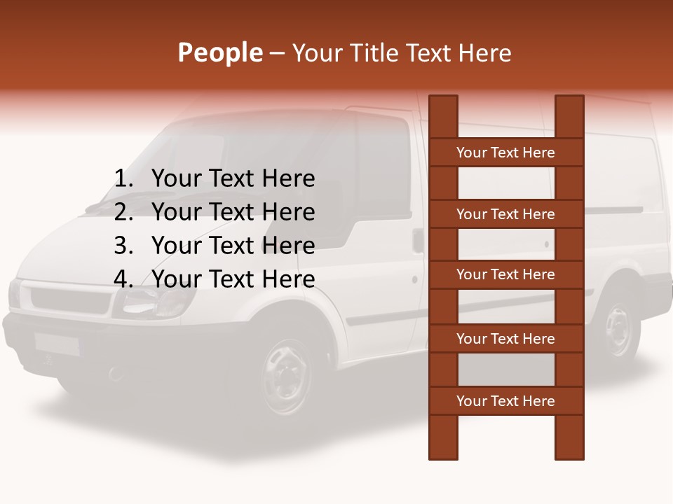 A Big White Delivery Or Cargo Van Isolated PowerPoint Template