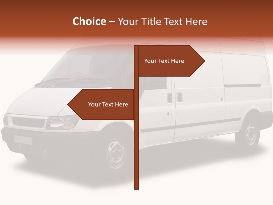 A Big White Delivery Or Cargo Van Isolated PowerPoint Template