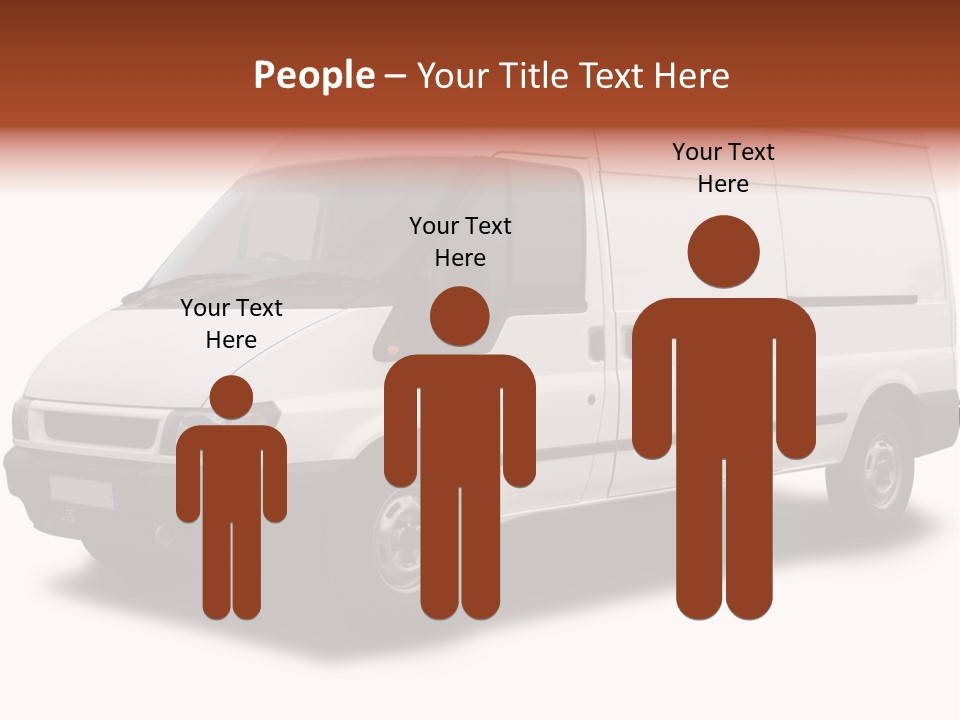 A Big White Delivery Or Cargo Van Isolated PowerPoint Template