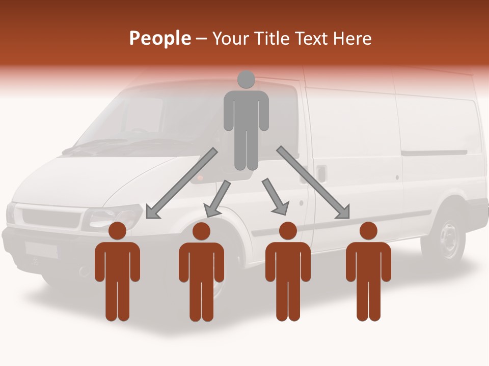 A Big White Delivery Or Cargo Van Isolated PowerPoint Template