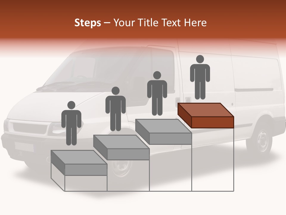 A Big White Delivery Or Cargo Van Isolated PowerPoint Template
