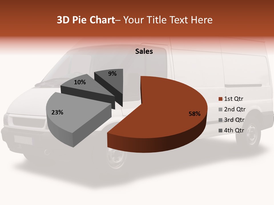 A Big White Delivery Or Cargo Van Isolated PowerPoint Template