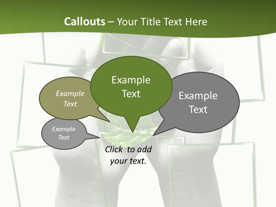 Photo Collage.green Leaf In Human Hands PowerPoint Template