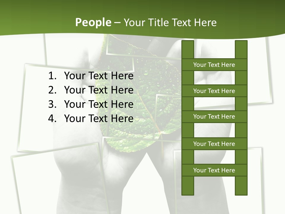 Photo Collage.green Leaf In Human Hands PowerPoint Template