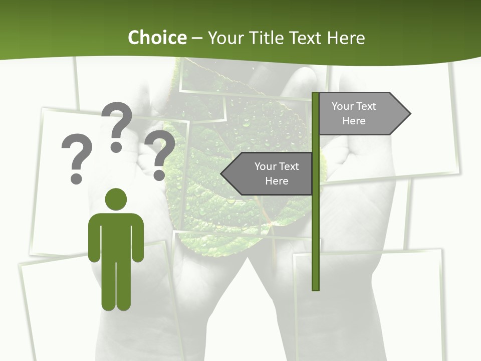 Photo Collage.green Leaf In Human Hands PowerPoint Template