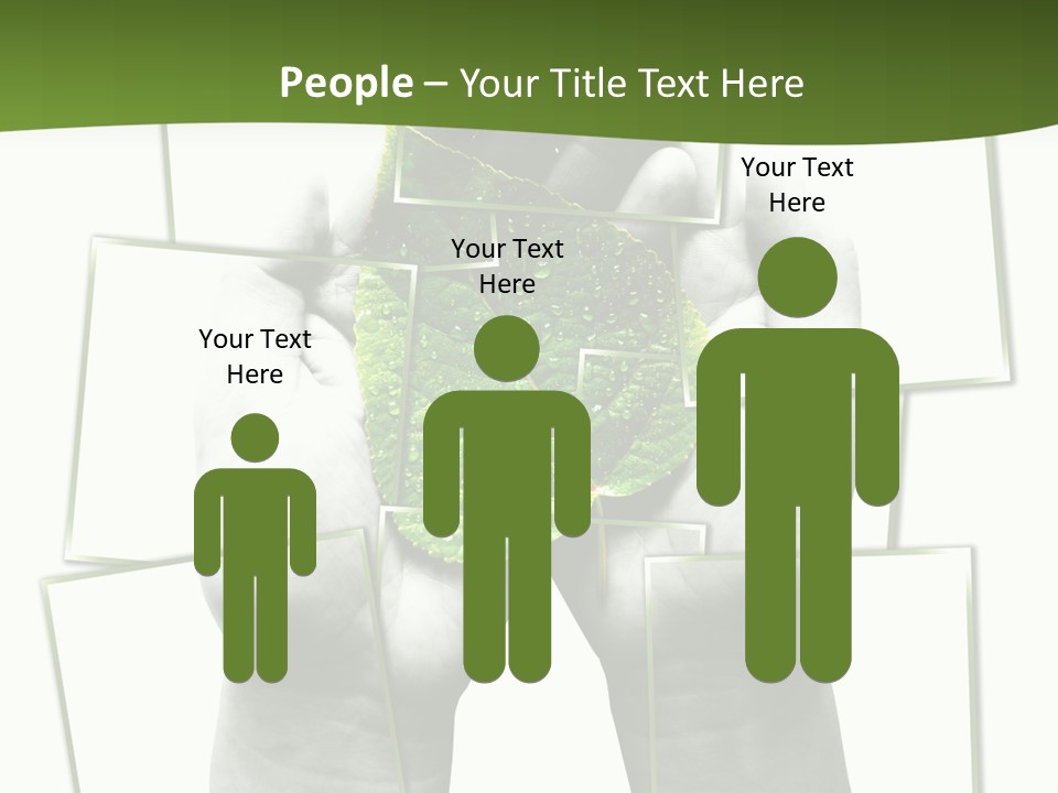 Photo Collage.green Leaf In Human Hands PowerPoint Template