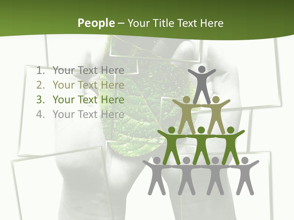 Photo Collage.green Leaf In Human Hands PowerPoint Template