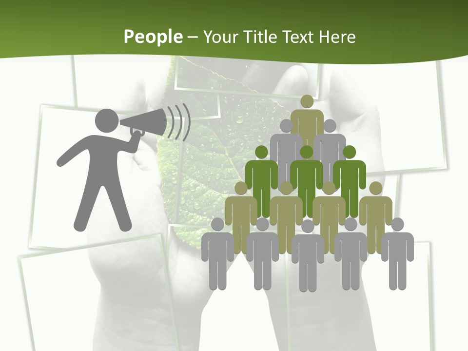 Photo Collage.green Leaf In Human Hands PowerPoint Template