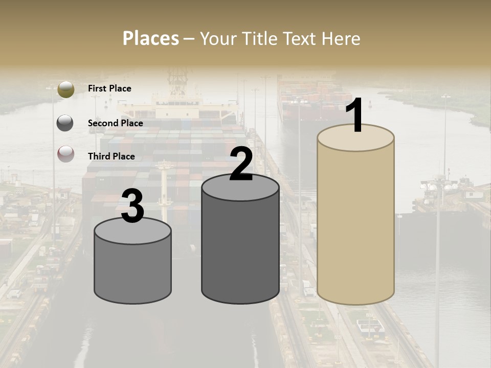 View To Enter To Modern Trade Center With Orange Door PowerPoint Template