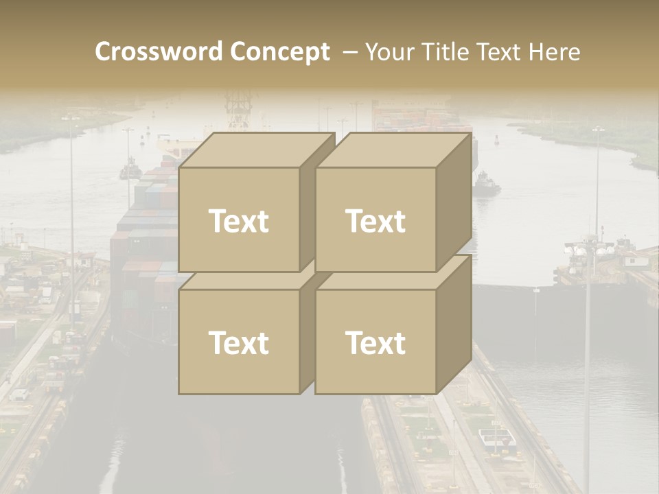 View To Enter To Modern Trade Center With Orange Door PowerPoint Template