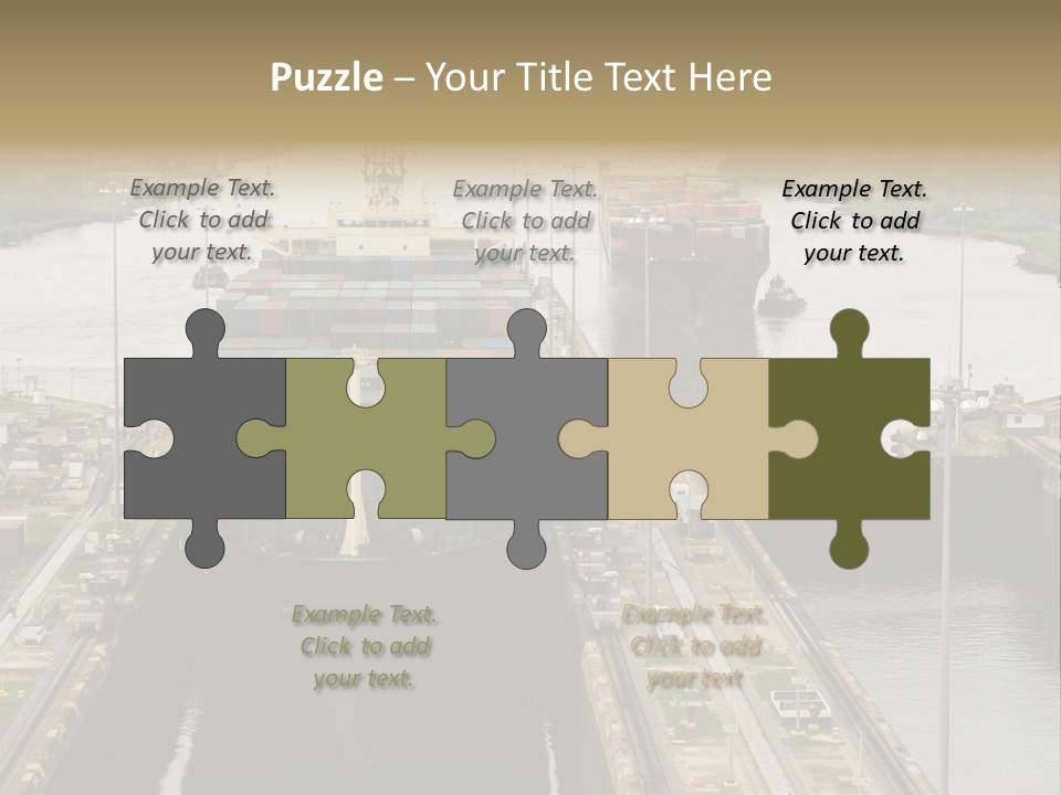 View To Enter To Modern Trade Center With Orange Door PowerPoint Template