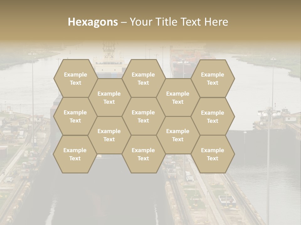 View To Enter To Modern Trade Center With Orange Door PowerPoint Template