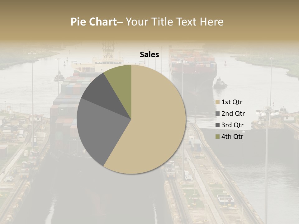 View To Enter To Modern Trade Center With Orange Door PowerPoint Template