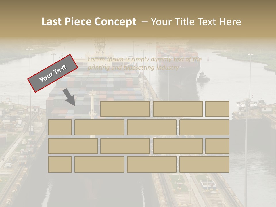 View To Enter To Modern Trade Center With Orange Door PowerPoint Template