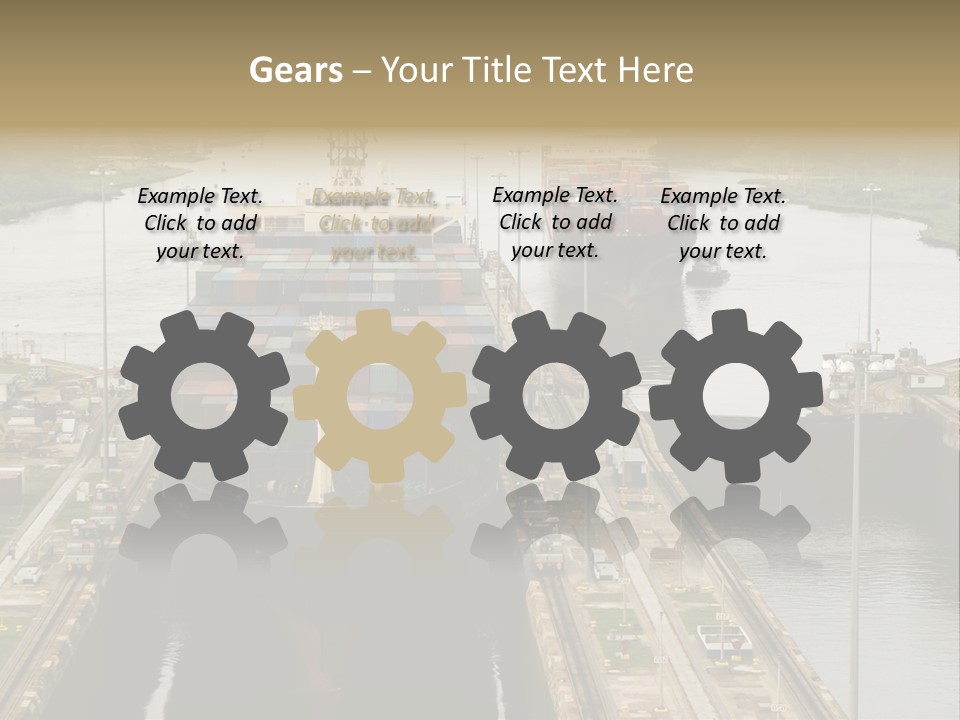 View To Enter To Modern Trade Center With Orange Door PowerPoint Template