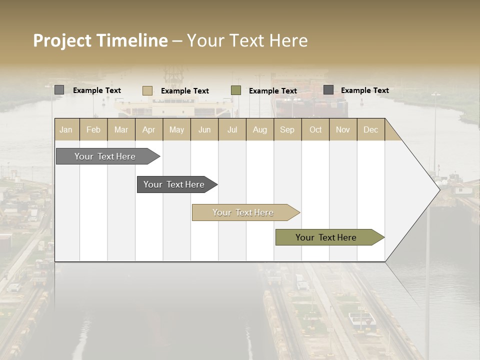 View To Enter To Modern Trade Center With Orange Door PowerPoint Template