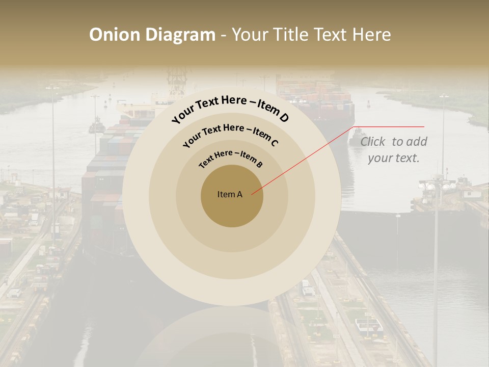 View To Enter To Modern Trade Center With Orange Door PowerPoint Template