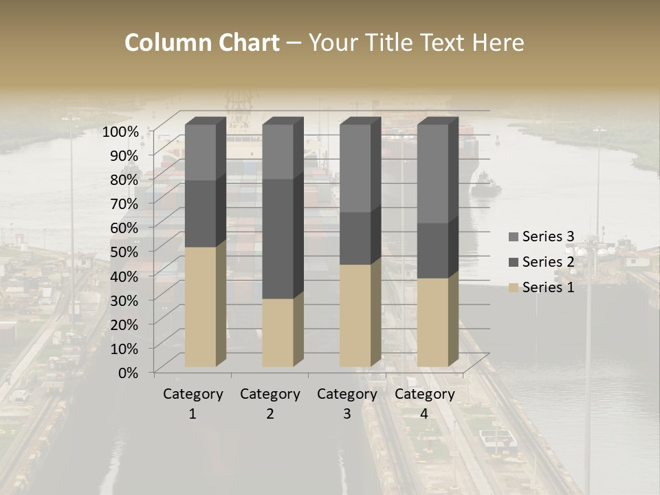 View To Enter To Modern Trade Center With Orange Door PowerPoint Template