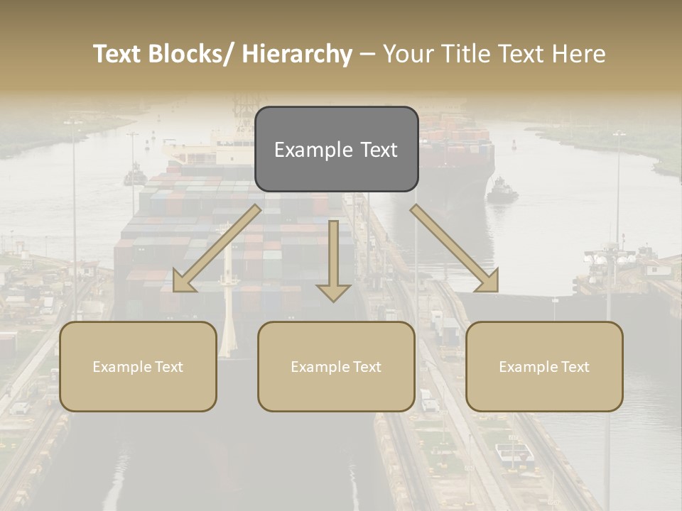 View To Enter To Modern Trade Center With Orange Door PowerPoint Template