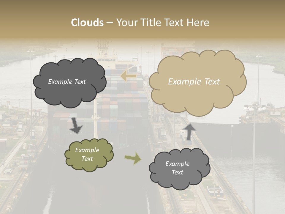 View To Enter To Modern Trade Center With Orange Door PowerPoint Template