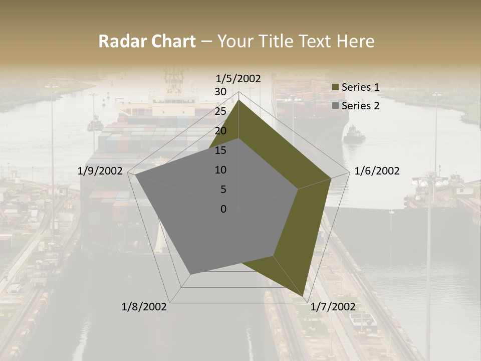View To Enter To Modern Trade Center With Orange Door PowerPoint Template
