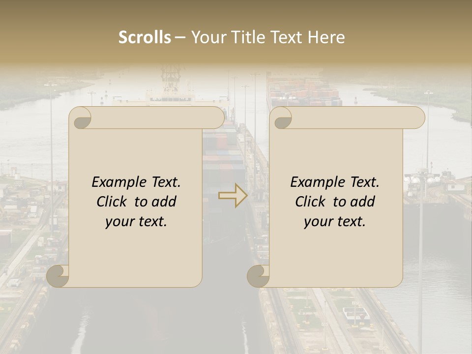 View To Enter To Modern Trade Center With Orange Door PowerPoint Template