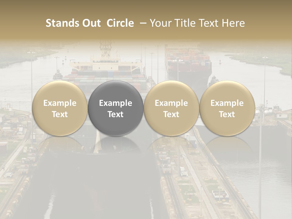 View To Enter To Modern Trade Center With Orange Door PowerPoint Template