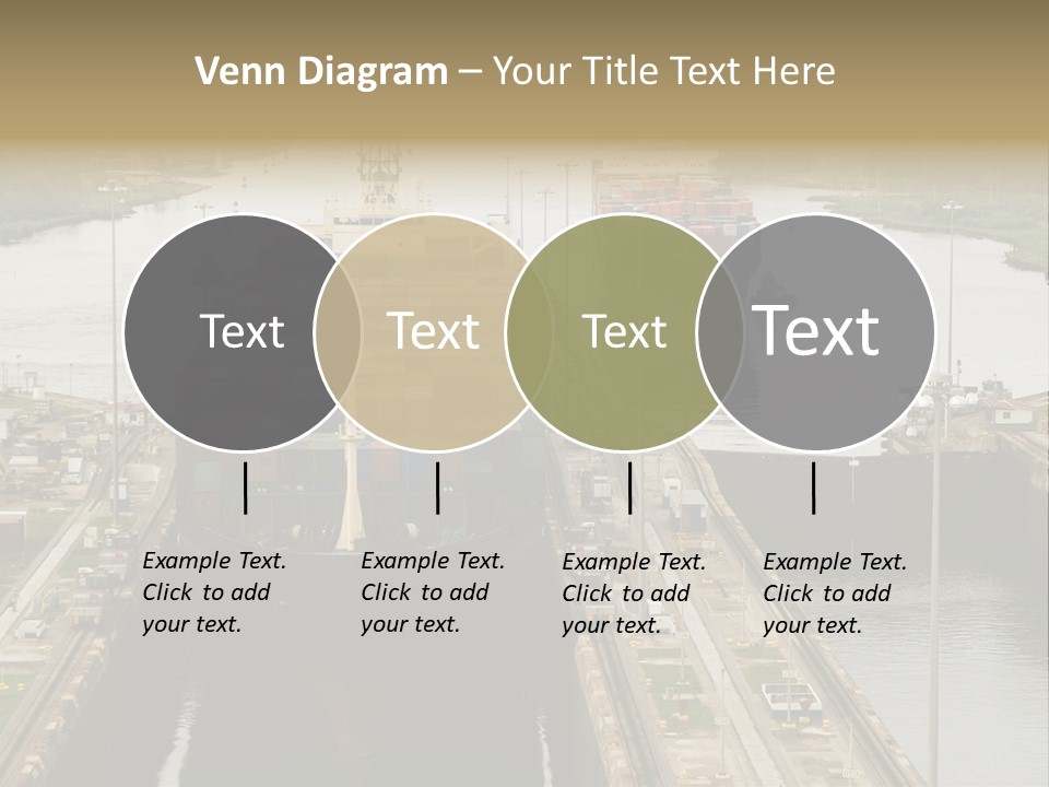 View To Enter To Modern Trade Center With Orange Door PowerPoint Template