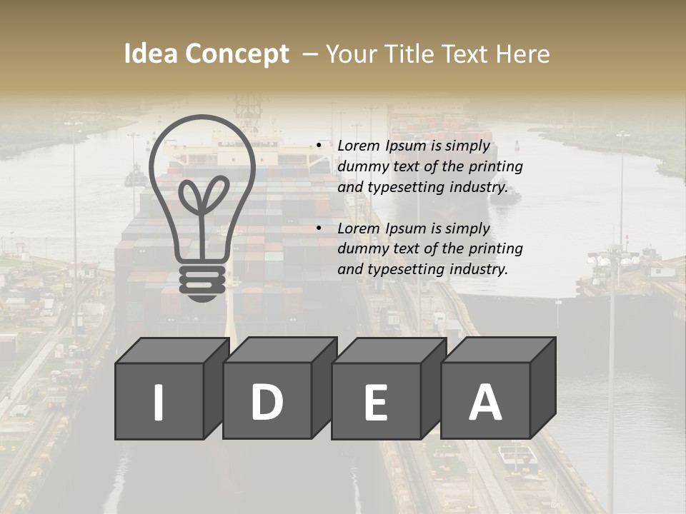 View To Enter To Modern Trade Center With Orange Door PowerPoint Template