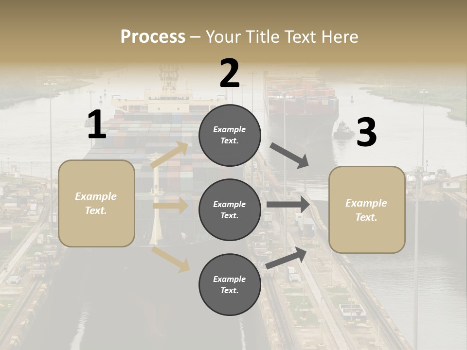 View To Enter To Modern Trade Center With Orange Door PowerPoint Template