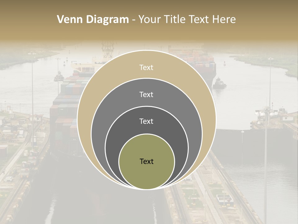 View To Enter To Modern Trade Center With Orange Door PowerPoint Template