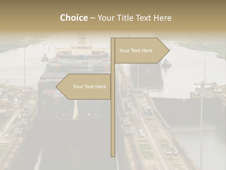 View To Enter To Modern Trade Center With Orange Door PowerPoint Template