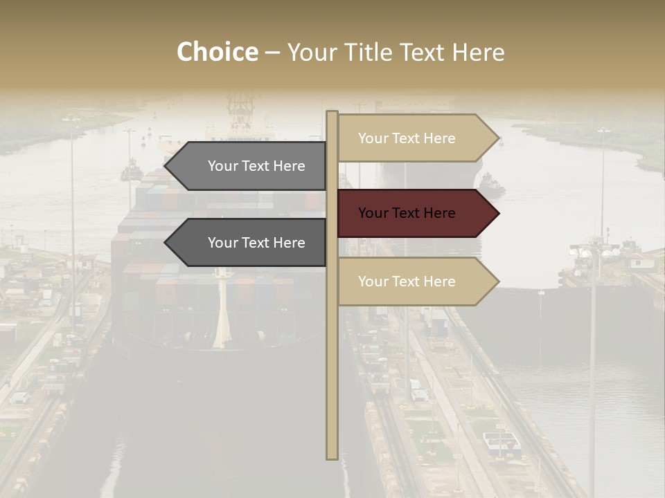 View To Enter To Modern Trade Center With Orange Door PowerPoint Template