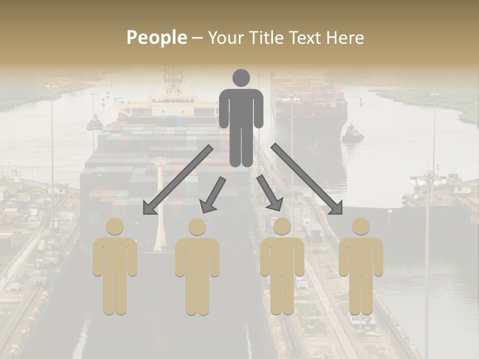 View To Enter To Modern Trade Center With Orange Door PowerPoint Template