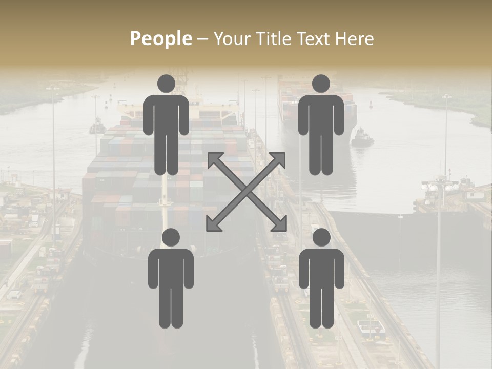 View To Enter To Modern Trade Center With Orange Door PowerPoint Template