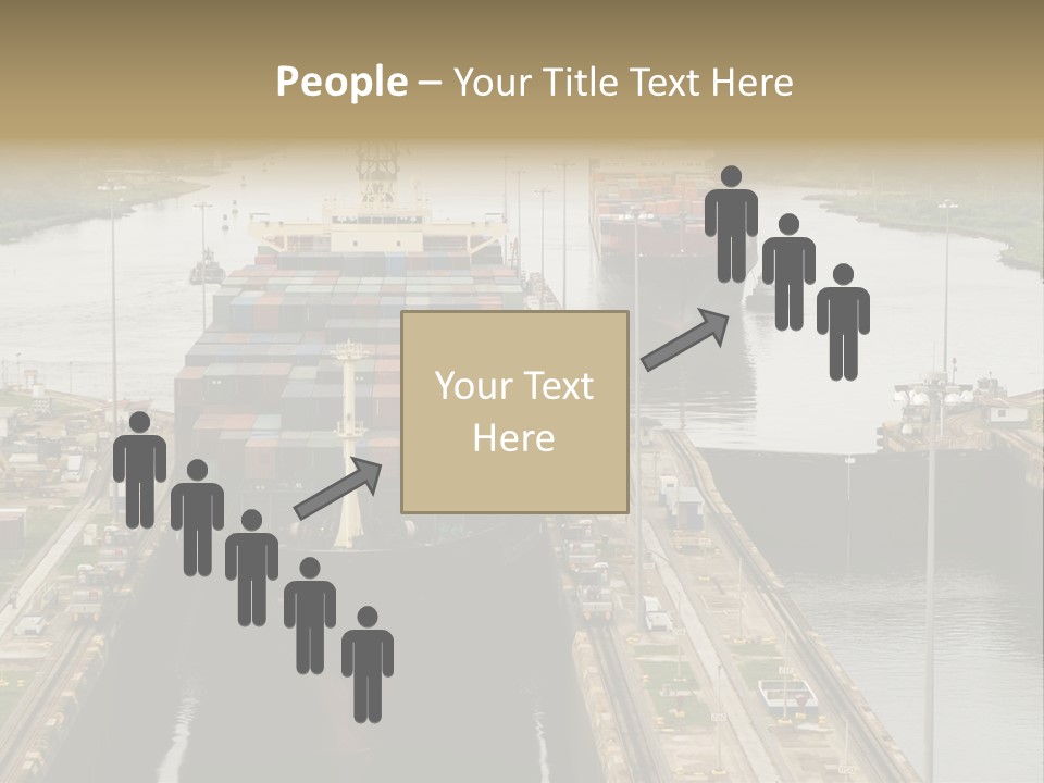 View To Enter To Modern Trade Center With Orange Door PowerPoint Template