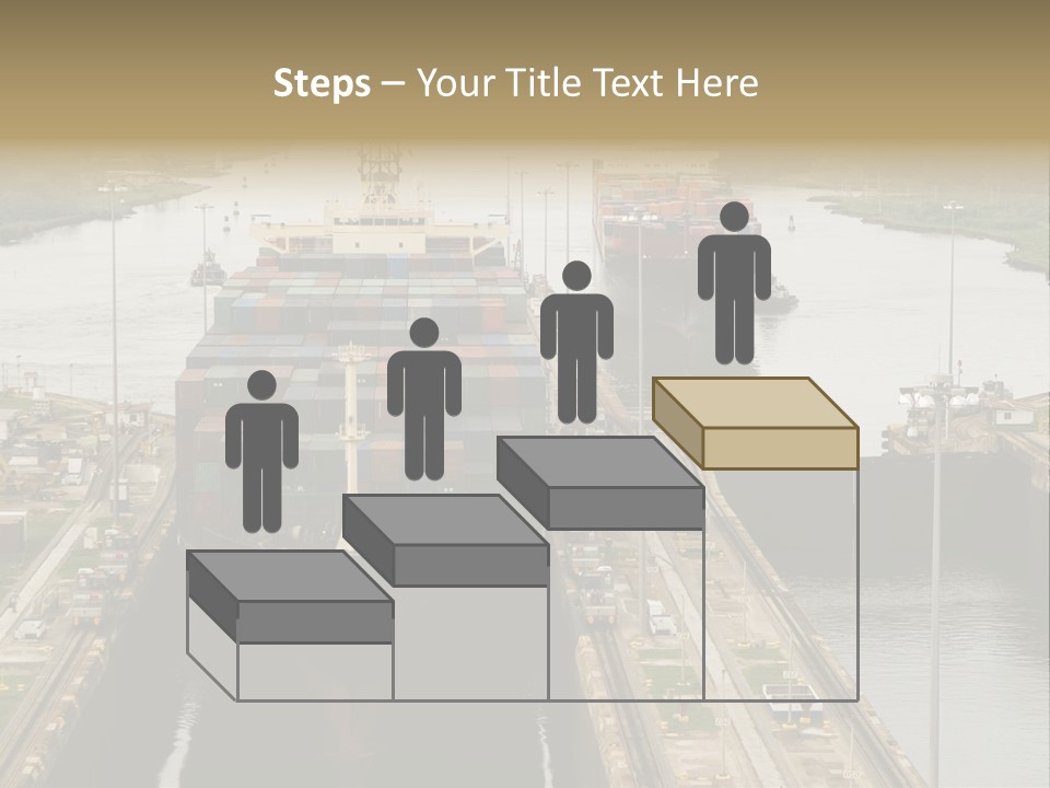 View To Enter To Modern Trade Center With Orange Door PowerPoint Template