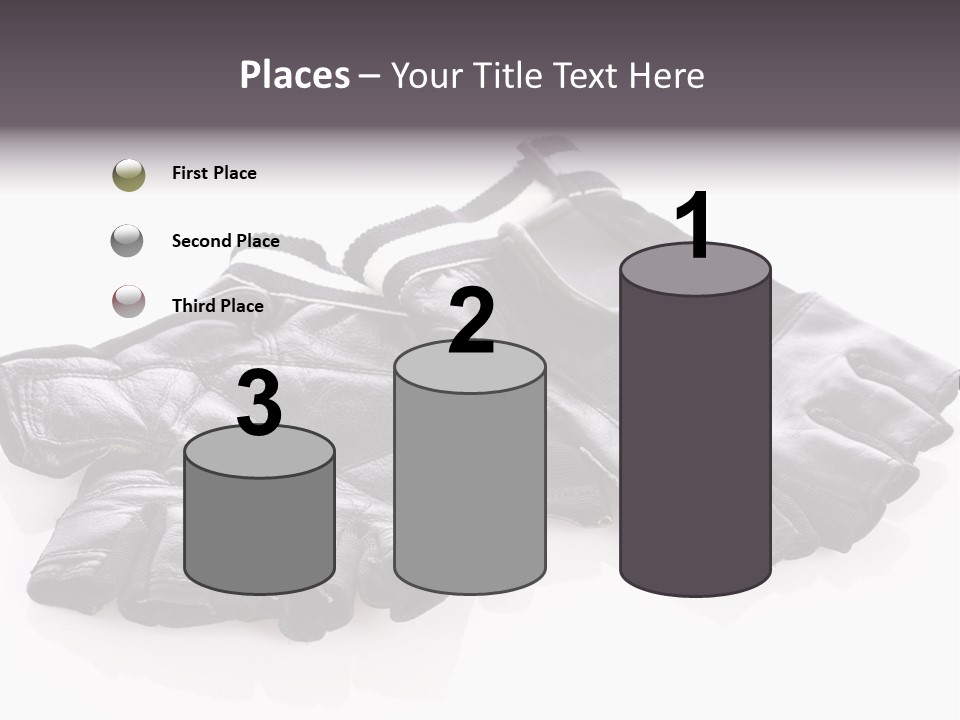 Motorcycle Protective Wear: Black Short Gloves, Isolated On White PowerPoint Template