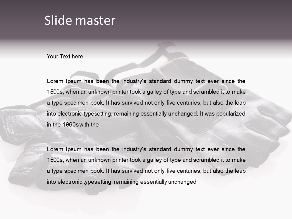 Motorcycle Protective Wear: Black Short Gloves, Isolated On White PowerPoint Template